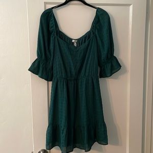 Green Puff Sleeve Dress